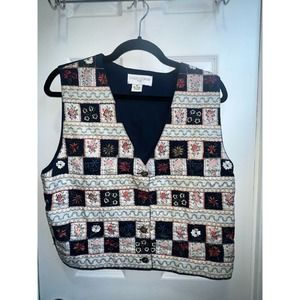 Vintage Casual Corner Patchwork floral vest size medium.